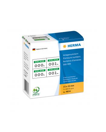 Herma Numery aktywów samoprzylepne zielonym nadrukiem 15 x 22mm 1000szt. 4834 nr 2