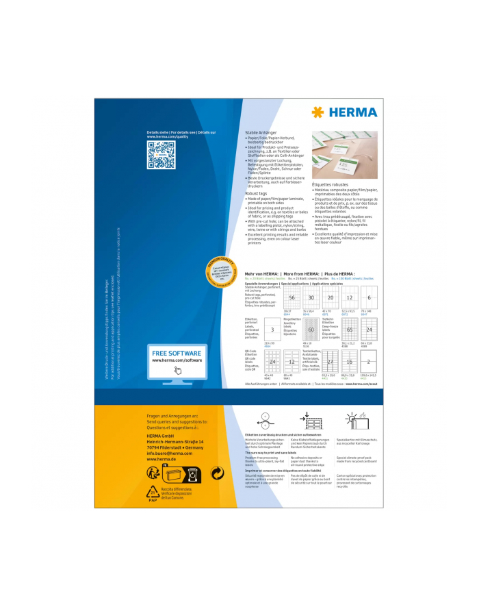 Herma Etykiety biały 52,5 x 93,5mm mikro-perforowane 1200szt. 6872 główny