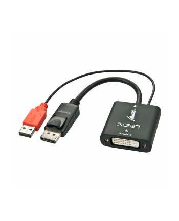 Lindy Konwerter/adapter/przejściówka sygnału DVI-D na Display Port z dodatkowym zasilaniem USB (38145)