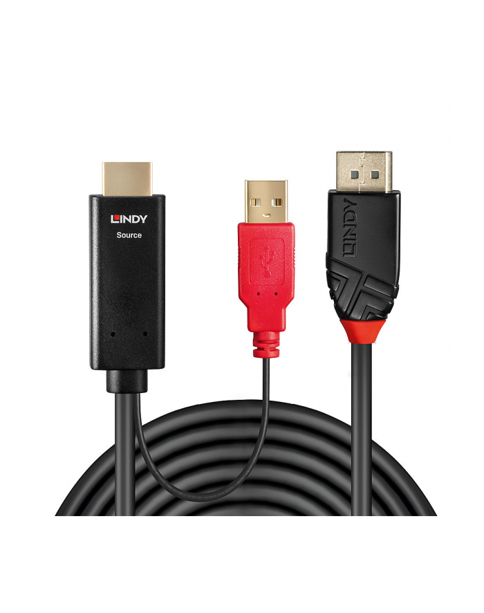 Lindy 41425 Kabel HDMI Display Port 1.2 z USB zasilającym 1m (ly41425) główny