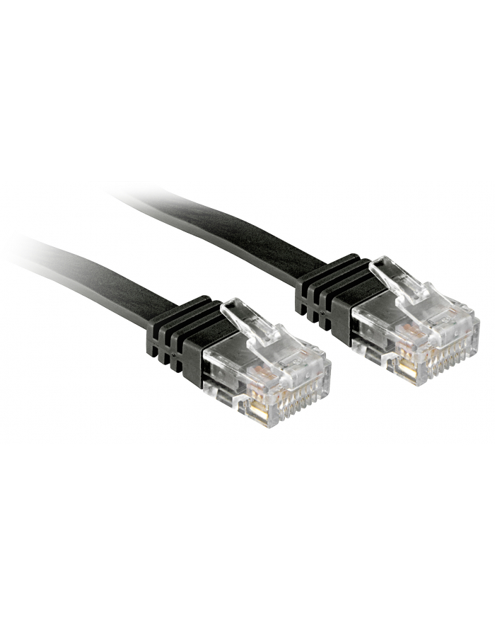 Lindy 47520 Kabel sieciowy (skrętka) RJ45 Cat.6 U/UTP, płaski, Czarny - 0,3m główny