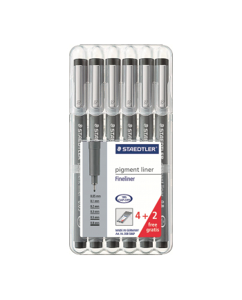 STAEDTLER Pisak z atramentem pigmentowym czarny 6 sztuk