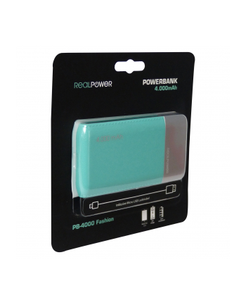 Realpower PB-4000 4000mAh Fashion Turkusowy