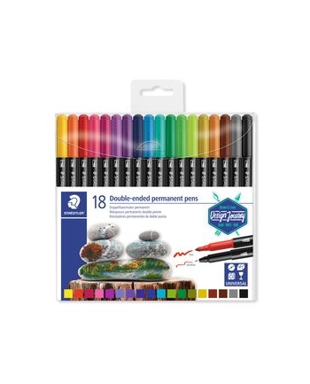 Staedtler Flamastry Dwustronne Wodoodporne Twintip 18 Kolorów