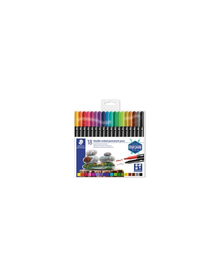 Staedtler Flamastry Dwustronne Wodoodporne Twintip 18 Kolorów główny