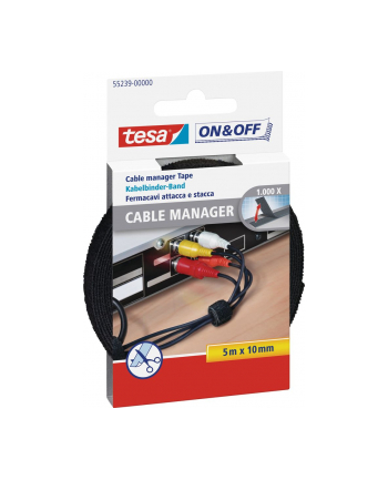 Tesa Rzep w taśmie do wiązania kabli 5m x 10mm czarny