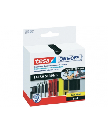 Tesa Rzep montażowy w taśmie EXTRA STRONG samoprzylepny 1m x 50mm czarny nr 2