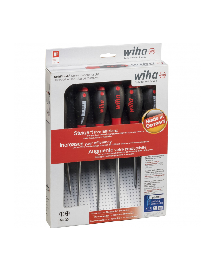 Wiha zestaw wkrętaków płaskich/krzyżowych PH, SoftFinish, 6-cz 7152 główny