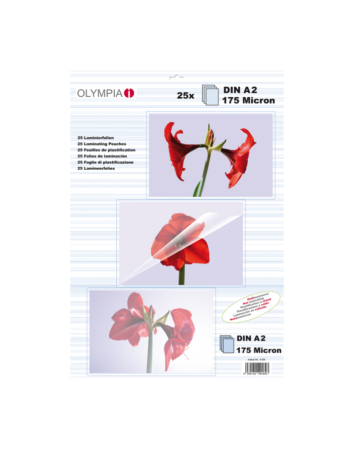Olympia 9184 A2 175 Mikronów Folia do laminatorów, 25 sztuk główny