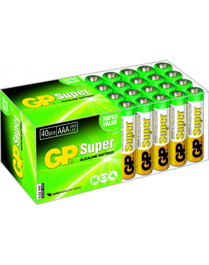 GP Super Baterie alkaliczne AAA, 40 szt., 1,5 V, 03024AB40 główny