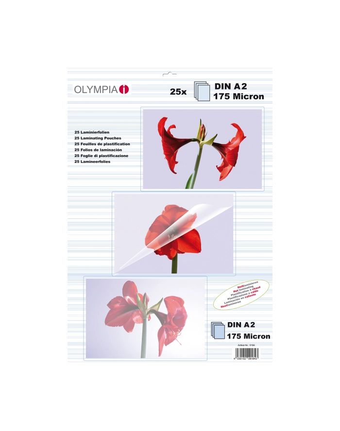 Olympia 9184 A2 175 Mikronów Folia do laminatorów, 25 sztuk główny