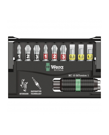 Wera Bity BiTorsion z uchwytem Rapidaptor w zestawie Bit-Check 8700-9/BTz (05056374001)