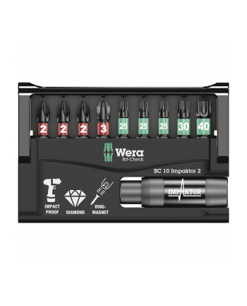 Wera Bity diamentowe z uchwytem Impaktor do wkrętarek impulsowych w zestawie Wera Bit-Check 8751/67-9/IMP DC (05057682001)