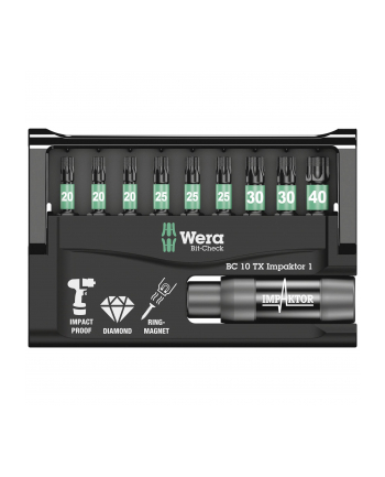 Wera 8767-9/Imp Dc Zestaw 9 Bitów Diamentowych z Uchwytem Impaktor do Wkrętarek Impulsowych