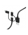 Hama Kabel microUSB/USB-C/Lightning 1.5m Czarny (183304) - nr 1