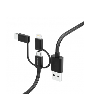 Hama Kabel microUSB/USB-C/Lightning 1.5m Czarny (183304)