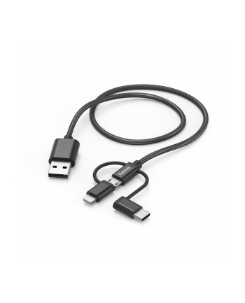 Hama Kabel microUSB/USB-C/Lightning 1.5m Czarny (183304)