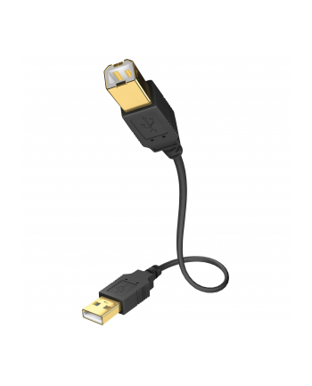 Inakustik Kabel USB 1x Złącze męskie USB 2.0 A - 1x Złącze męskie USB 2.0 B 1m Pozłacane wtyczki Czarny (1070001)