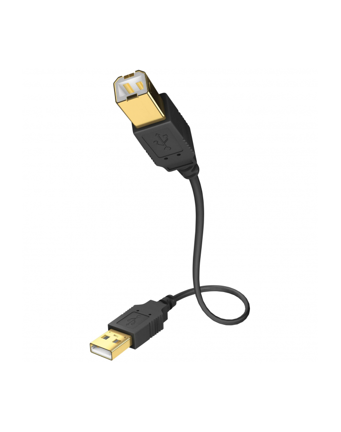 Inakustik Kabel USB 1x Złącze męskie USB 2.0 A - 1x Złącze męskie USB 2.0 B 1m Pozłacane wtyczki Czarny (1070001) główny