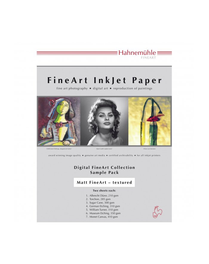 HahnemŘhle Digital FineArt A 4 Testpack matt, strukturiert (HAH10640304) główny