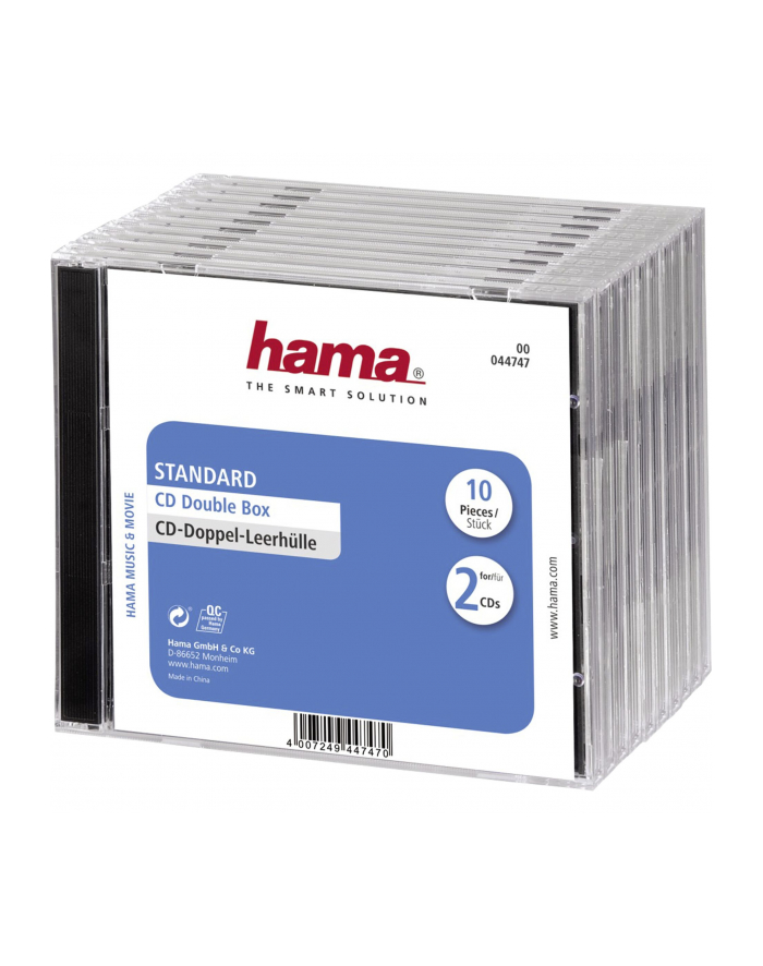 Hama CD Double Jewel Case Standard, Pack 10 (00044747) główny