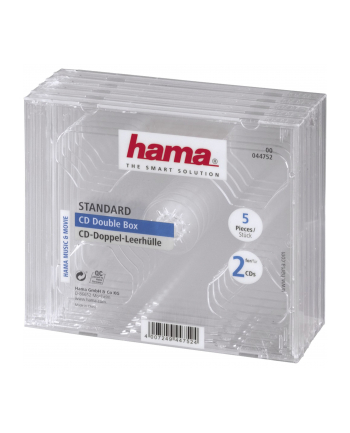 Hama CD Double Jewel Case, Pack 5 (00044752)