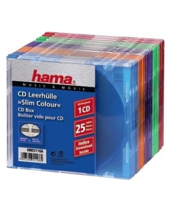 Hama CD Slim Box Pack of 25, Coloured (00051166)
