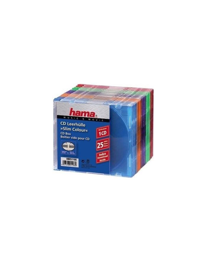 Hama CD Slim Box Pack of 25, Coloured (00051166) główny