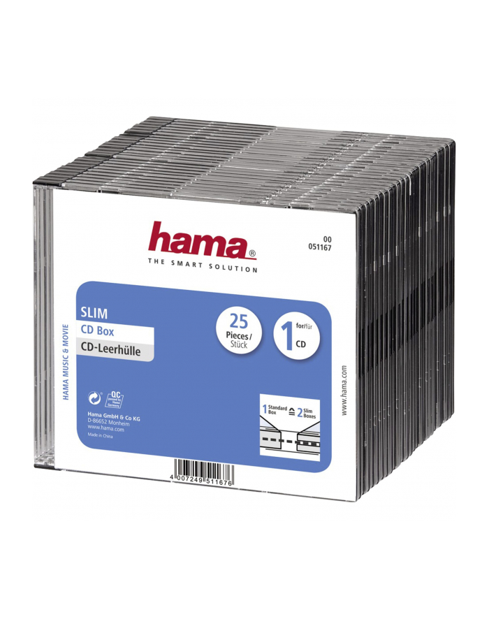 Hama CD Slim Box, black, pack of 25 pcs (00051167) główny