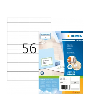 Herma Etykiety Premium 4273 A4 białe 52.5 x 21.2mm papier matowy 5600 szt 4273