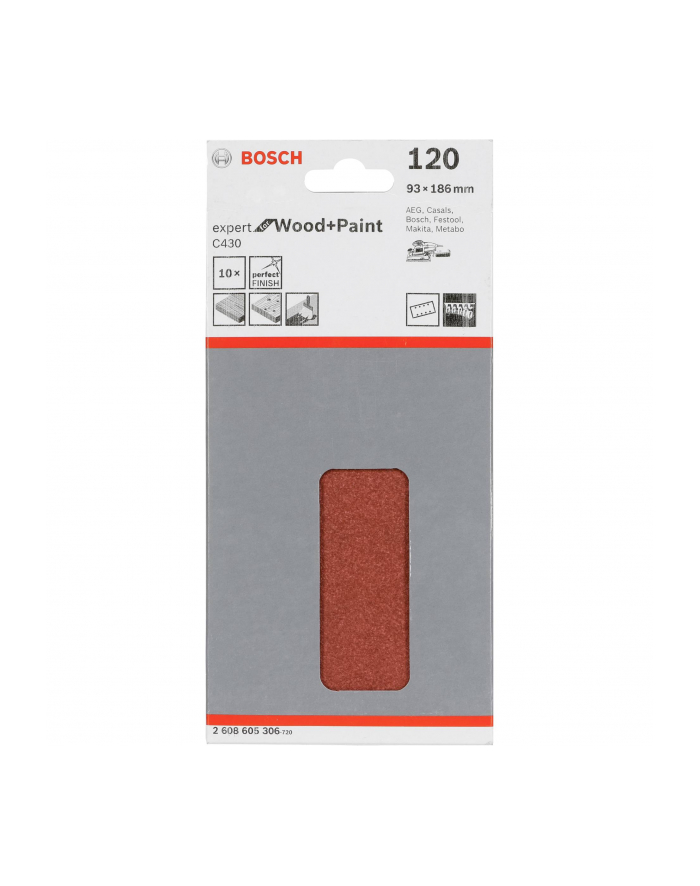 Bosch Papier ścierny RED WOOD gr. 120 93X185mm 2608605306 główny