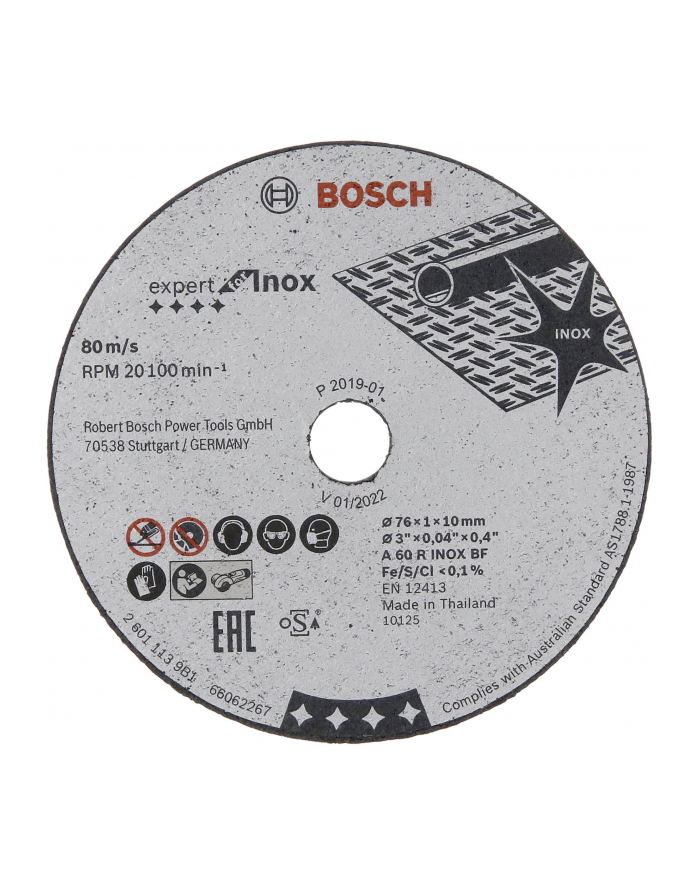 Bosch Tarcza tnąca Expert for Inox A60RINOXBF 76mm 1mm 10mm 2608601520 główny