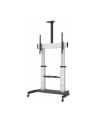 MANHATTAN Heavy-Duty TV Cart Aluminum Constructionup up to 100kg 220lbs 60i to 100i tilt Height-Adjustable two Shelves Silver/Black - nr 16