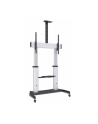 MANHATTAN Heavy-Duty TV Cart Aluminum Constructionup up to 100kg 220lbs 60i to 100i tilt Height-Adjustable two Shelves Silver/Black - nr 19