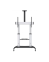 MANHATTAN Heavy-Duty TV Cart Aluminum Constructionup up to 100kg 220lbs 60i to 100i tilt Height-Adjustable two Shelves Silver/Black - nr 8