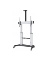 MANHATTAN Heavy-Duty TV Cart Aluminum Constructionup up to 100kg 220lbs 60i to 100i tilt Height-Adjustable two Shelves Silver/Black - nr 9