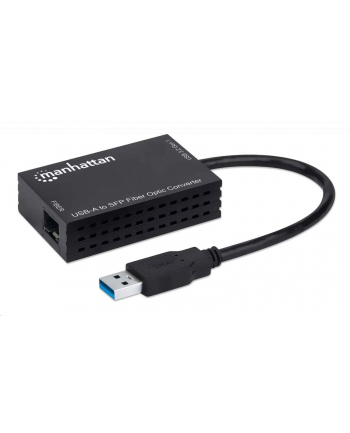 MANHATTAN USB-A to SFP Fiber Optic Converter USB 3.2 Gen 1 1000 Mbps Ethernet Optical Network Connection Open SFP Slot Black