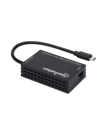 MANHATTAN USB-C to SFP Fiber Optic Converter USB 3.2 Gen 1 1000 Mbps Ethernet Optical Network Connection Open SFP Slot Black