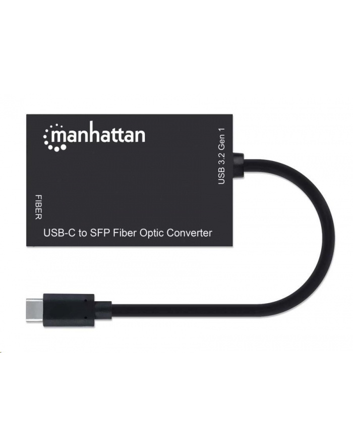 MANHATTAN USB-C to SFP Fiber Optic Converter USB 3.2 Gen 1 1000 Mbps Ethernet Optical Network Connection Open SFP Slot Black główny
