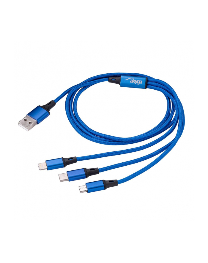 AKYGA Cable USB AK-USB-27 USB A m / micro a USB B m / USB type C m / Lightning m 1.2m główny