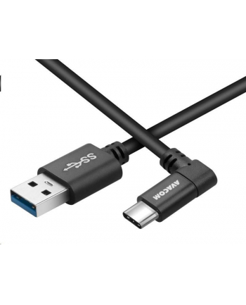 Avacom KABEL USB (2.0), USB A M- USB C M, 1.1M, OKRĄGŁY, CZARNY, ZŁĄCZE 90 ST  (KUAHXSX11B0V)