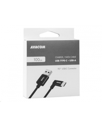 Avacom KABEL USB (2.0), USB A M- USB C M, 1.1M, OKRĄGŁY, CZARNY, ZŁĄCZE 90 ST  (KUAHXSX11B0V)