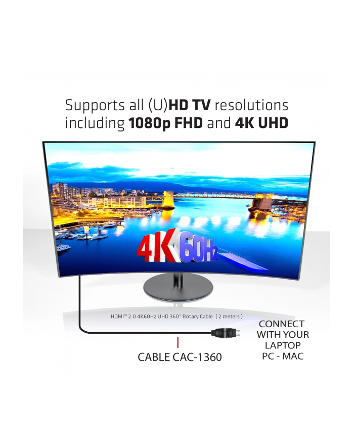 Club 3D HDMI - HDMI 2m Czarny (CAC-1360) główny