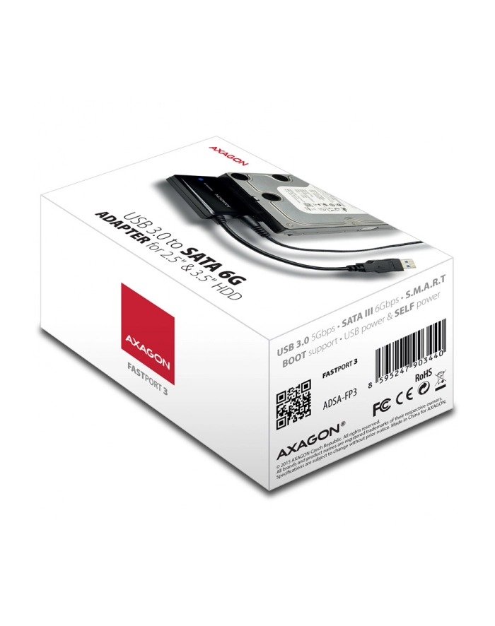 AXAGON KIESZEŃ  ADAPTER SATA NA USB 3.0 + ZASILACZ CZARNY  (ADSAFP3) główny