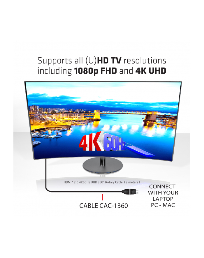 Club 3D HDMI - HDMI 2m Czarny (CAC-1360) główny