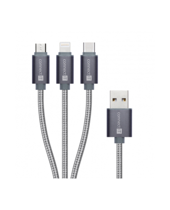 Connect IT Wirez 3in1 USB-C+microUSB+Lightning 1,2m (CL1229)