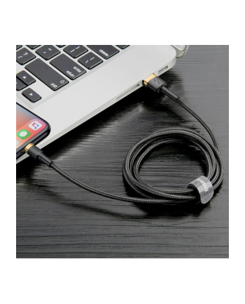 Baseus Cafule Cable wytrzymały nylonowy kabel przewód USB / Lightning QC3.0 2.4A 1M czarno-złoty (CALKLF-BV1)