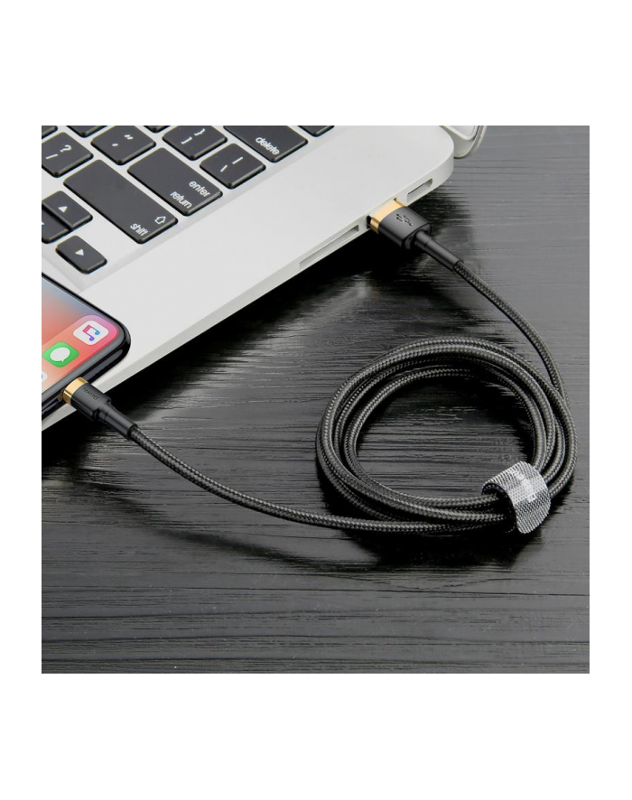 Baseus Cafule Cable wytrzymały nylonowy kabel przewód USB / Lightning QC3.0 2.4A 1M czarno-złoty (CALKLF-BV1) główny