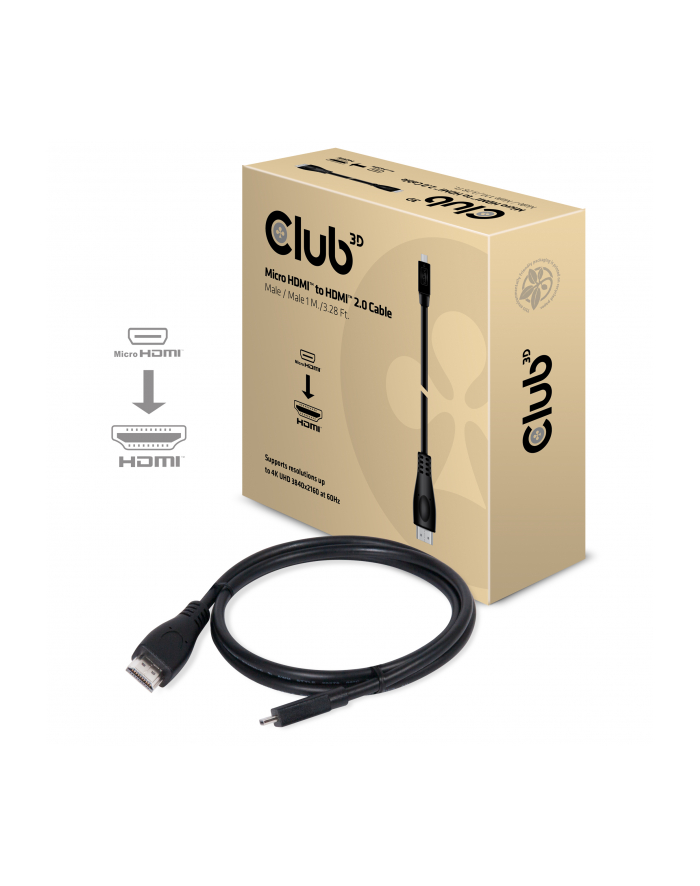 Club 3D Kabel HDMI - Micro HDMI 1m Czarny (CAC-1351) główny
