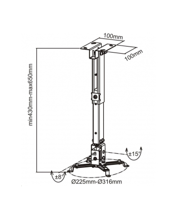 Connect IT Sufitowy uchwyt projektora P2 43-65cm, nachylenie (±30°, max. 20kg)